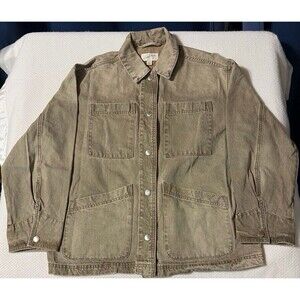 Universal Thread Olive Green Utility Jacket Cotton Chore Coat Snap Front Size S
